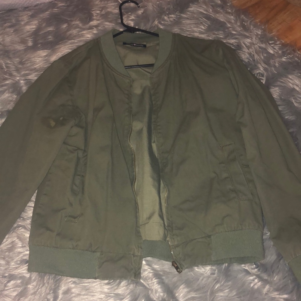 brandy melville army green bomber jacket